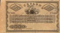 (№1827P-5r) Банкнота Цейлон (Шри-Ланка) 1827 год "5 Pounds"
